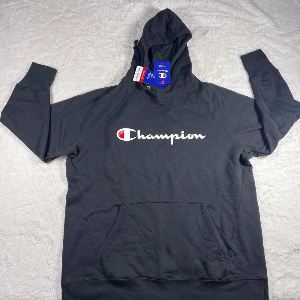 Champion Plus 1X Black Logo Pullover Hoodie Sweatshirt Authentic Athleticwear